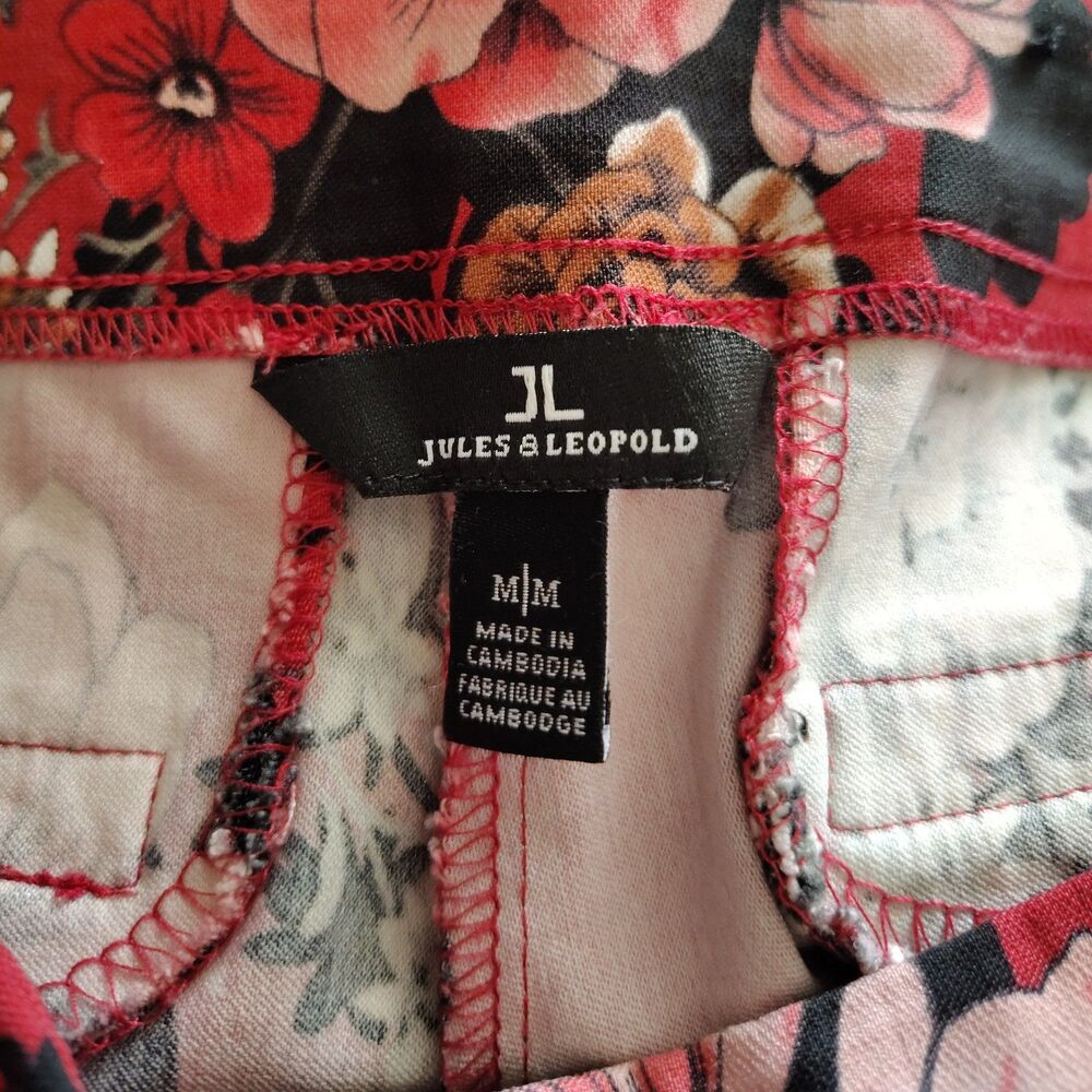 Jules & Leopold Pink Floral Pants Womens Medium Stretch Slim Ankle Career - Picture 4 of 5